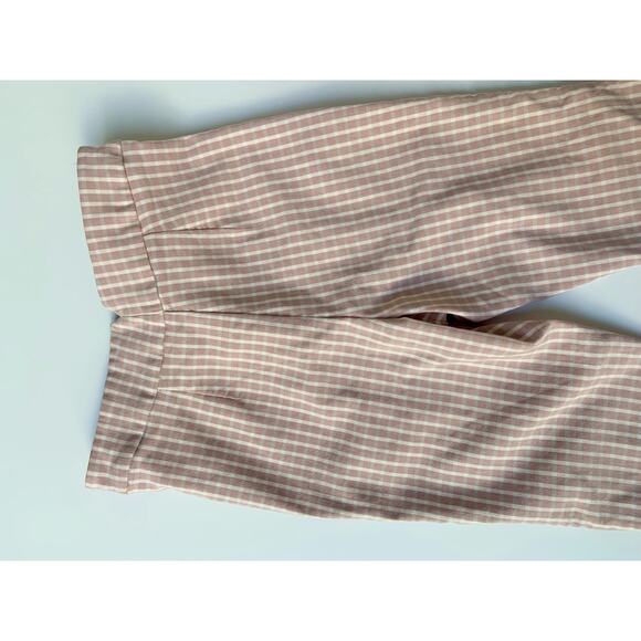 Forever 21 Nude Pink White Gingham High Waisted Fitted Ankle Length Pants Wms XS - Picture 9 of 10